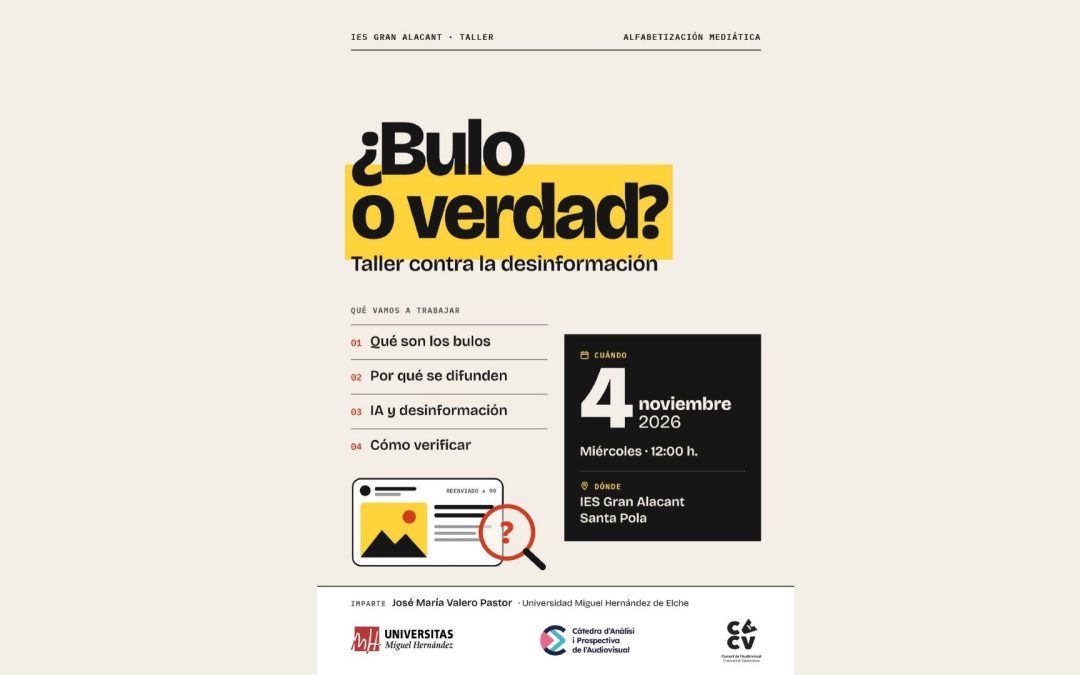 Estudiantes de 3.º de ESO del IES Gran Alacant aprenderán a detectar bulos e imágenes creadas con inteligencia artificial